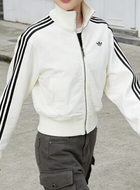 26春夏新款adidas阿迪达斯牛仔夹克女三叶草开衫短款外套KD2892