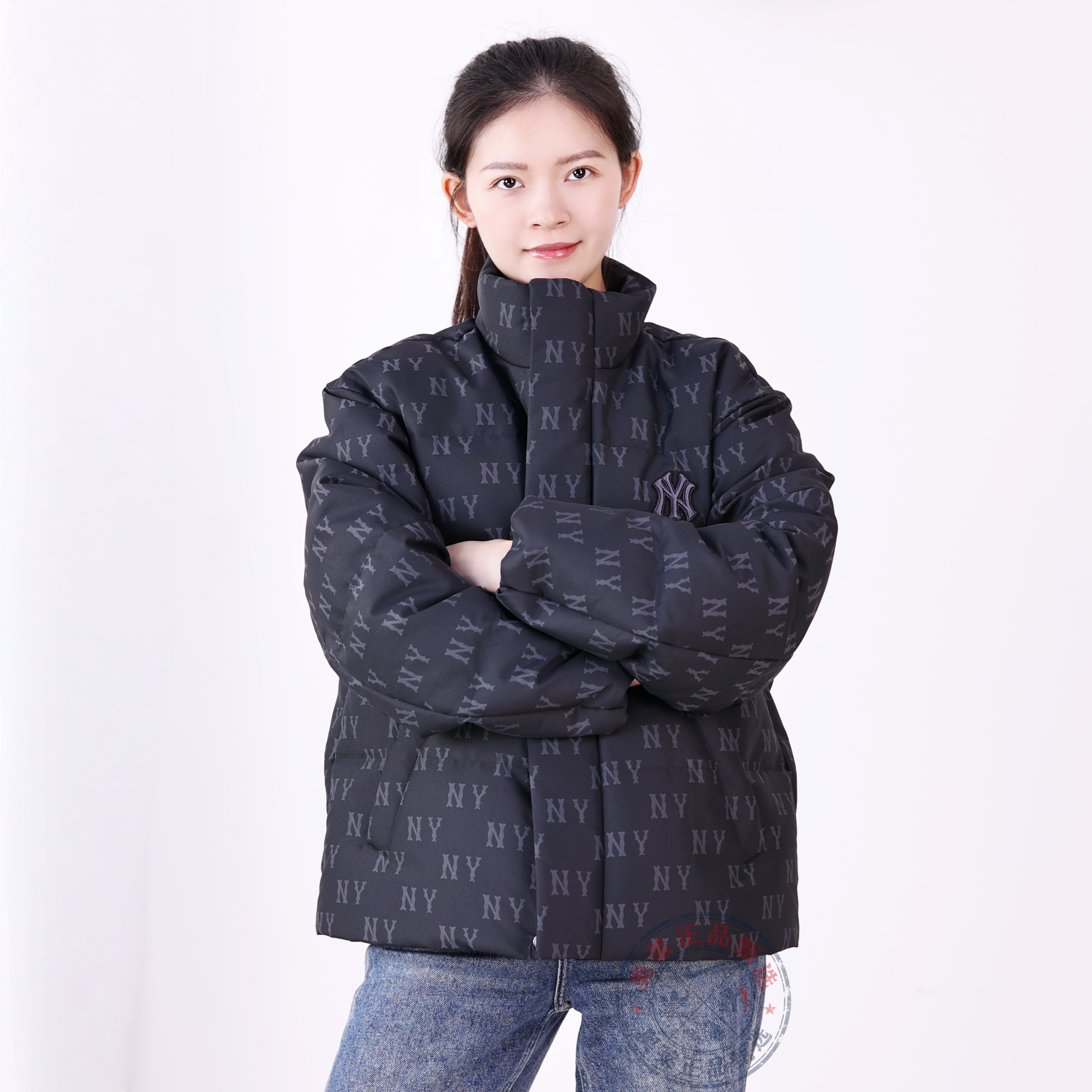 MLB男女同款羽绒服老花短款鹅绒