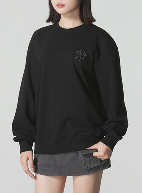 MLB情侣卫衣25秋冬新款NY老花背标圆领舒适长袖套头衫3AMTM0654