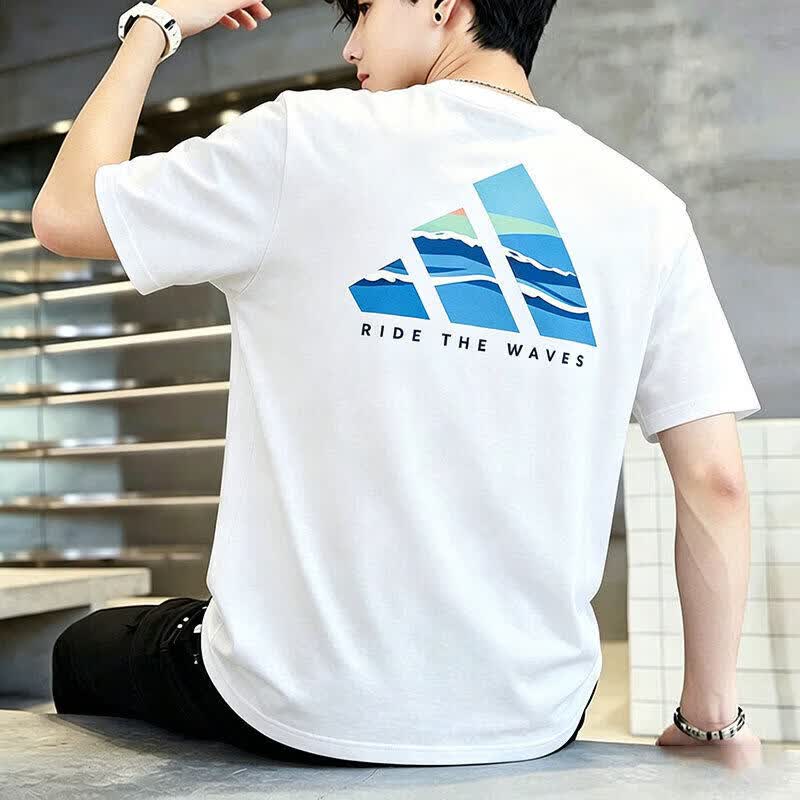 阿迪纯棉T恤男子新款短袖