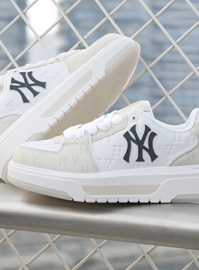 MLB情侣板鞋25新款NY老花印刻复古运动厚底学长鞋休闲鞋3ASXM036N