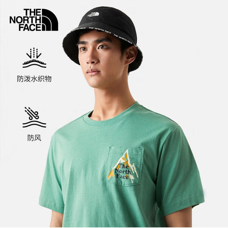 The North Face北面帽子男女春夏款户外防泼水遮阳防护渔夫帽7WHA