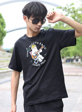 TheNorthFace北面短袖男女同款春夏纯棉舒适小熊LOGE圆领T恤89U7
