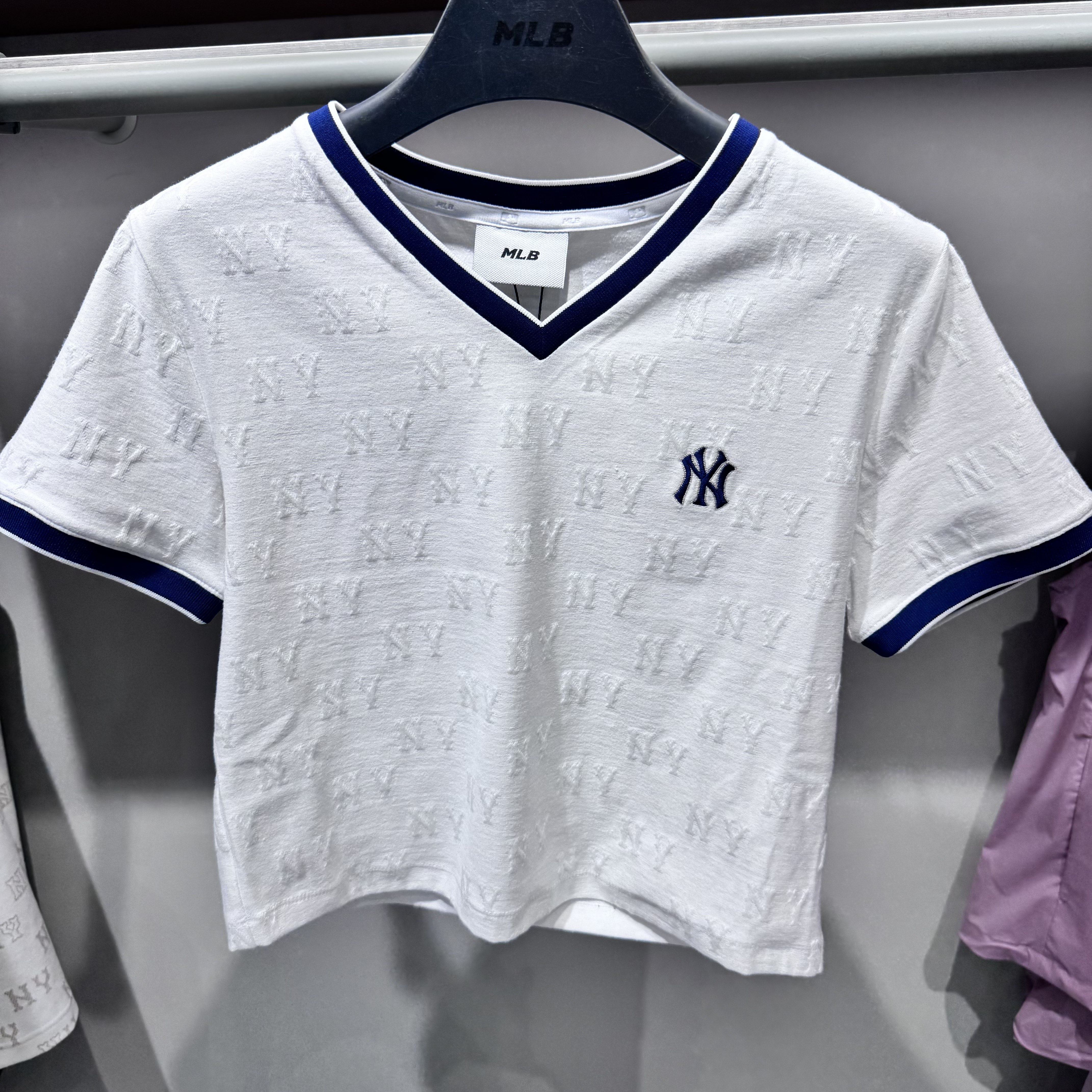 MLB女子短款V领短袖T恤