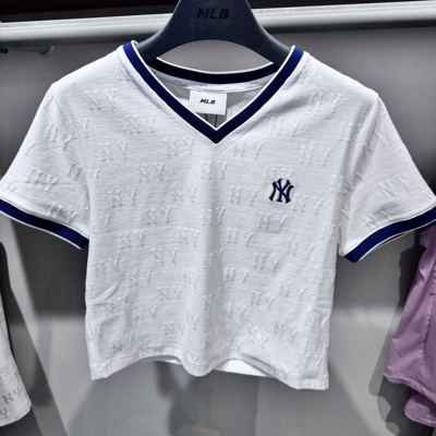 MLB女子短款V领短袖T恤
