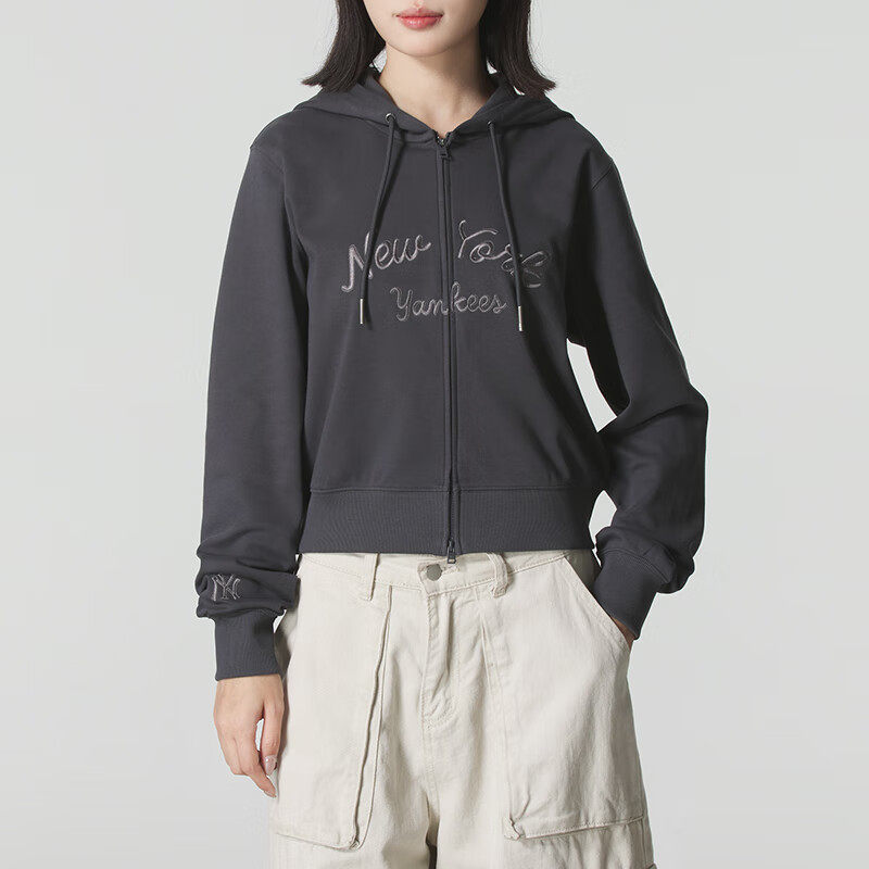 MLB女装2025秋季新款针织夹克运动时尚潮流休闲连帽外套3FTRB0854