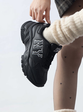 MLB休闲鞋男女同款厚底鞋增高运动鞋复古休闲耐磨老爹鞋3ASHC015N