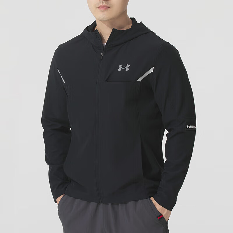 安德玛男款梭织连帽休闲夹克外套