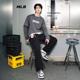 运动休闲鞋 男女情侣NY老花满标厚底学长鞋 3ASXP025N MLB板鞋 25新款