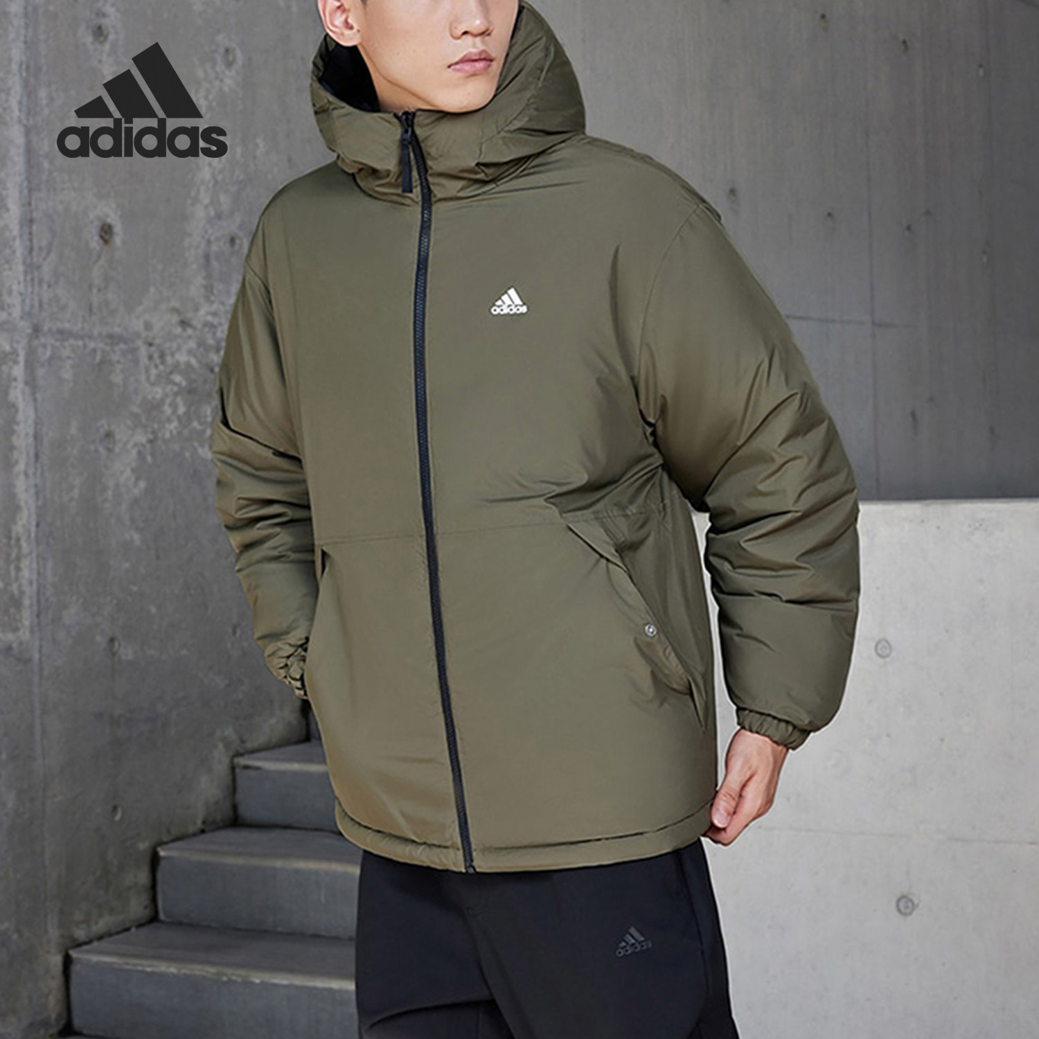 正品阿迪达斯羽绒服男双穿外套