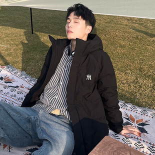 MLB羽绒服男女同款潮流复古宽松休闲服鸭绒保暖连帽外套3ADJB2036