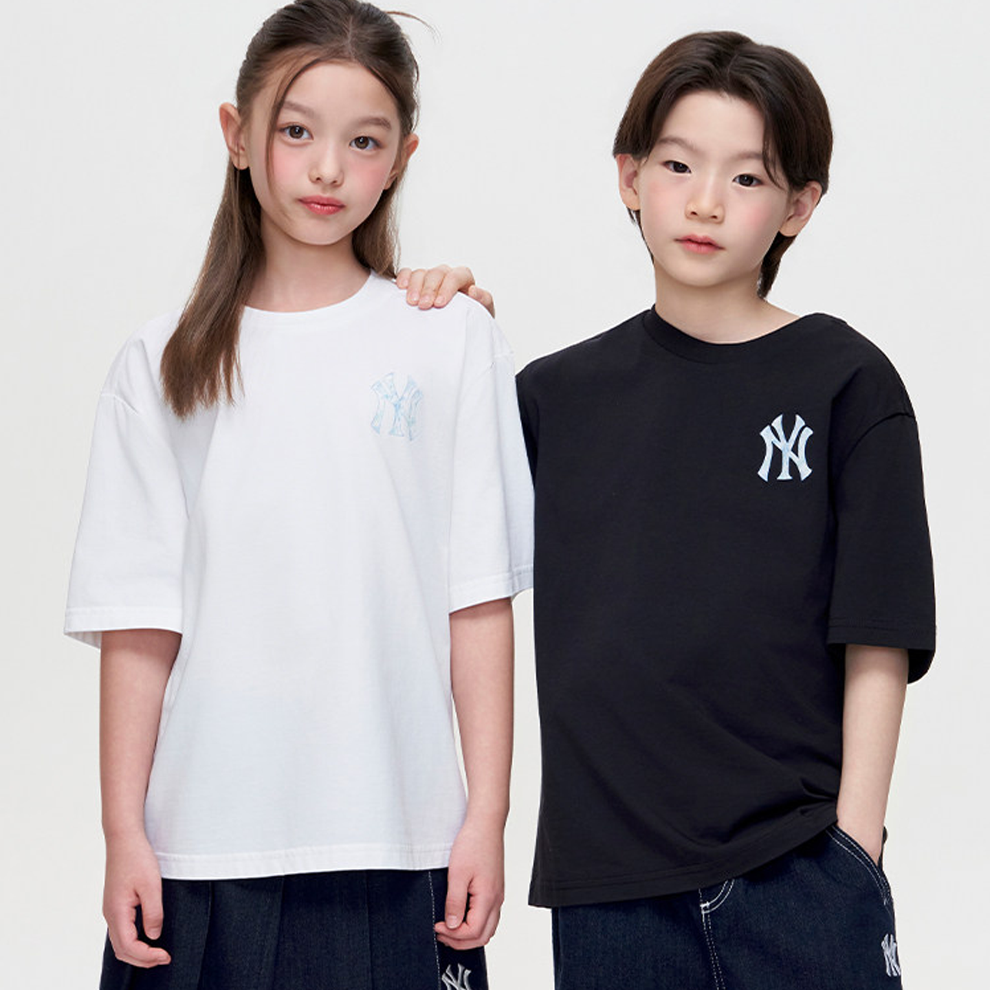 MLB男女童凉感短袖简约圆领宽松背标老花T恤26春夏新款7ATSM0563
