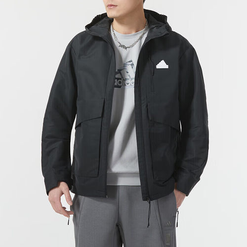 阿迪达斯男士梭织连帽加绒夹克