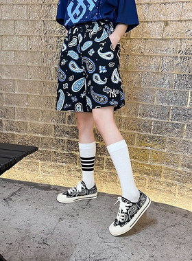 MLB男女同款短裤NY刺绣logo腰果花系列休闲运动裤五分裤3ASMI0133