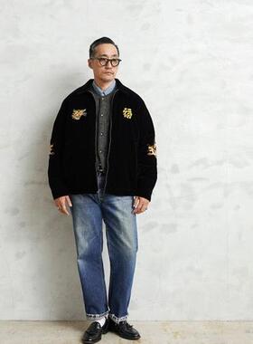 日线H@USTON 军事50年代越战夹克 重工刺绣客供丝绒面料 厚实棉服