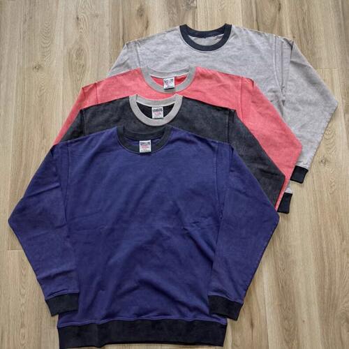 日单全棉复古拼色长袖T恤男女款