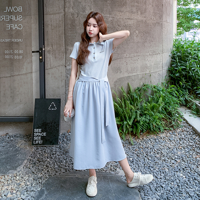 现货2D078-S9051-P155K238 清纯拼接连衣裙假两件夏季