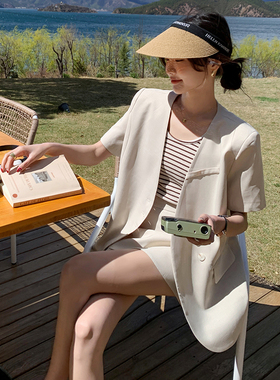 现货短袖西装外套+半裙 两件套 夏款薄款2D078-T1863-P175K248