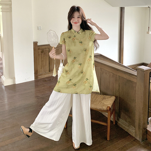 现货显白绿色上衣 子轻国风两件套2D078 T2047 P155K228 裤