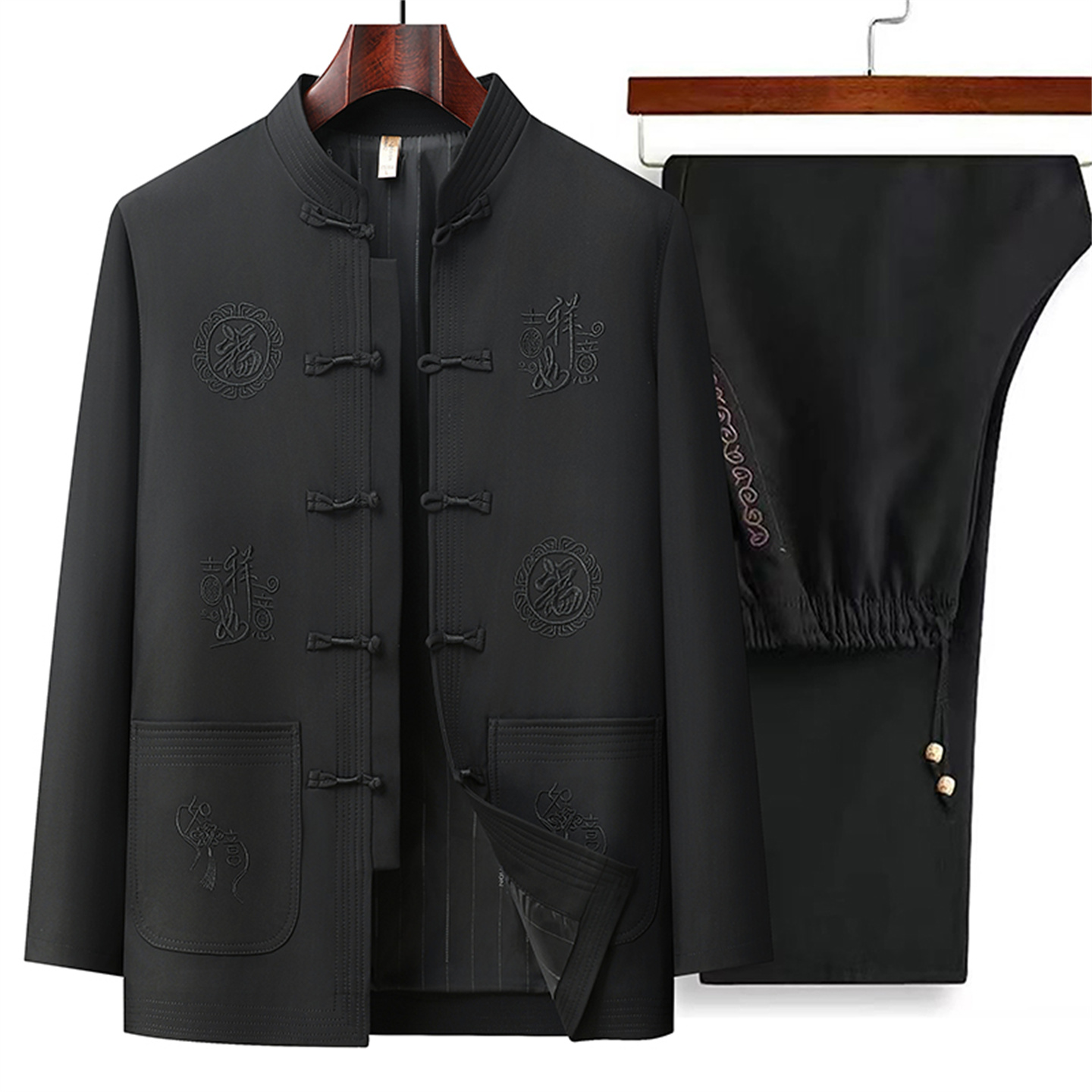 春秋季新款中老年唐装男士套装