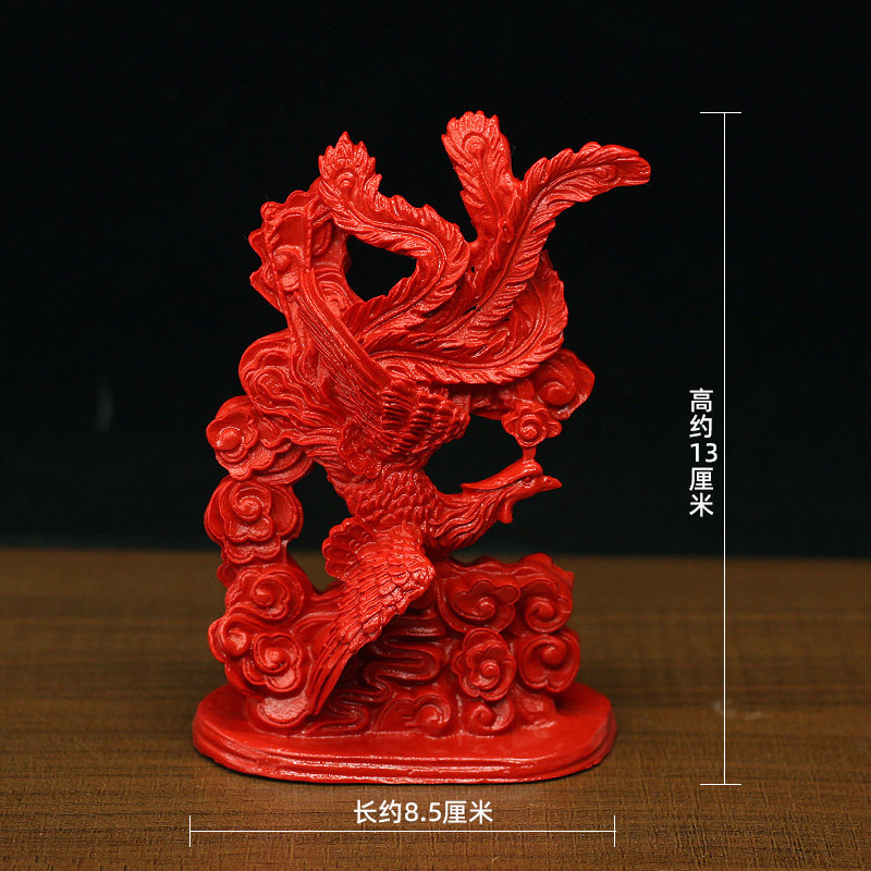 火凤凰朱雀摆件红色朱砂家居镇宅风水摆设房屋补缺工艺品南方缺角