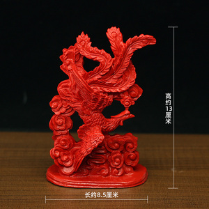 火凤凰摆件朱砂朱雀风水结婚用品
