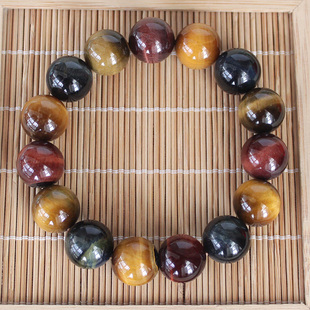 天然蓝虎睛黄虎睛红虎睛三色猫眼彩色虎睛石虎眼石虎晶石男款手链