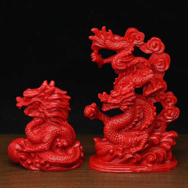 房屋补缺朱砂青龙摆件龙工艺品