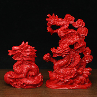 天然朱砂12生肖龙摆件房屋东方缺角龙形工艺品青龙装饰品房子补角