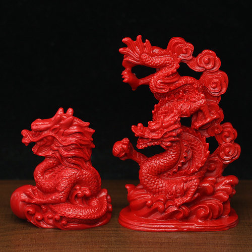 房屋补缺朱砂青龙摆件龙工艺品