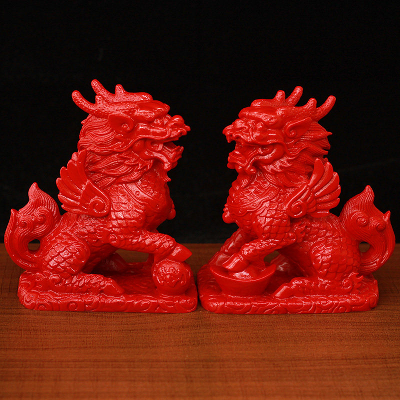 天然朱砂火麒麟摆件财福其林招财镇宅神兽家居风水摆设商务工艺品