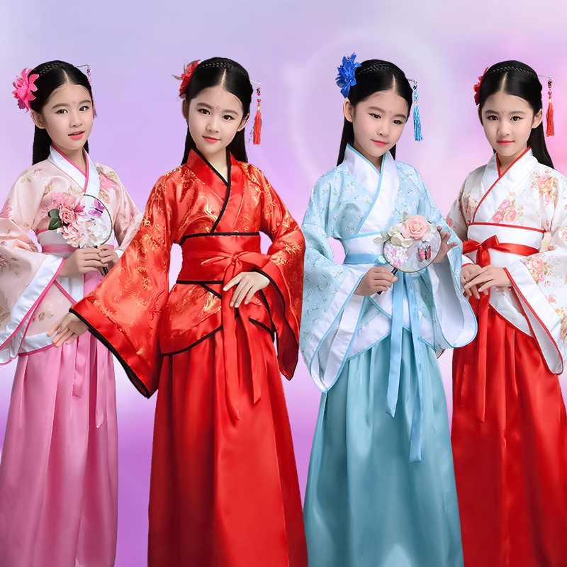 儿童古装女汉服唐装秦朝春秋战国三国贵妃服汉朝格格古代演出
