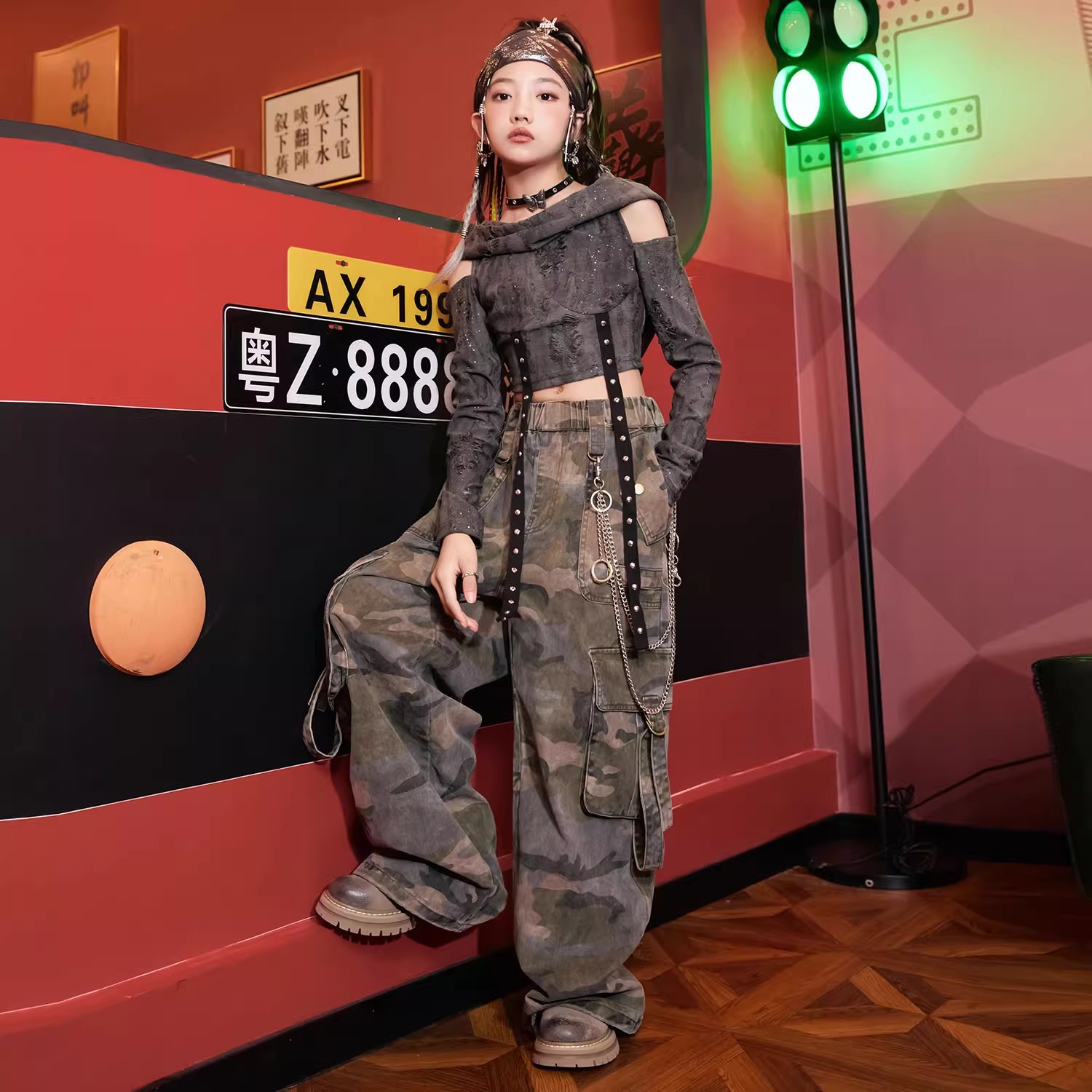 女童爵士舞服装废土风走秀演出服女孩潮酷时髦套装hiphop街舞