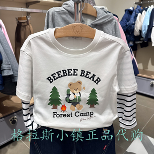 熊宝棉PawinPaw童装专柜正品26春款男童卡通假两件T恤PCLAG6211E