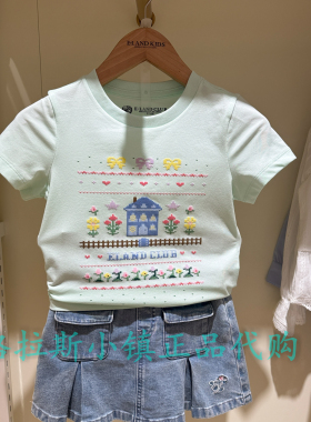 Elandkids衣恋童装专柜正品26夏款女童甜美圆领短袖T恤EKRAG2426K
