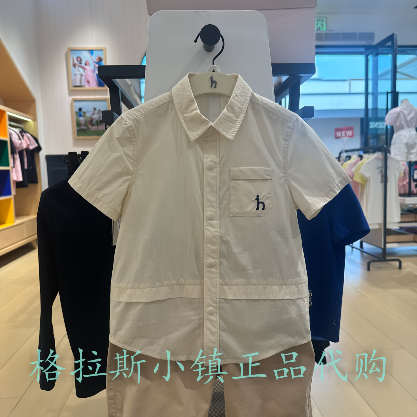特价hazzys哈吉斯童装国内代购夏男童休闲翻领衬衣HZTXBD01CS100