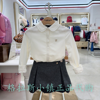 衣恋童装正品冬款女童翻领衬衫