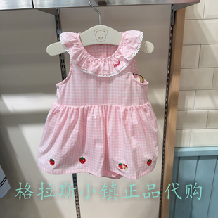 PawinPaw婴童专柜正品26夏款女宝甜美刺绣格纹连体服PBSUGS481M