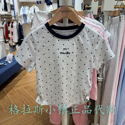 Elandkids正品女童凉感波点T恤