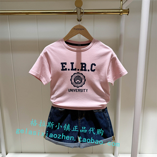 Elandkids衣恋童装 女童字母休闲T恤RAE2621J 24年夏新款 专柜正品