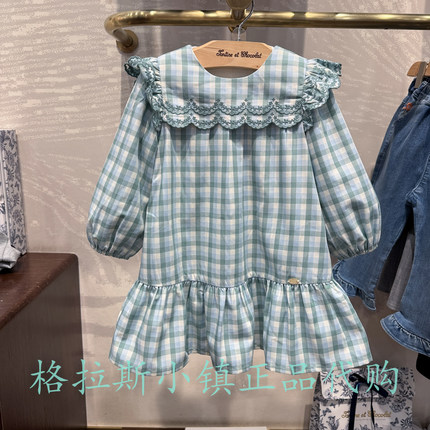 chocolat巧克力童装专柜正品25秋女童甜美格纹连衣裙CIOWF3844B