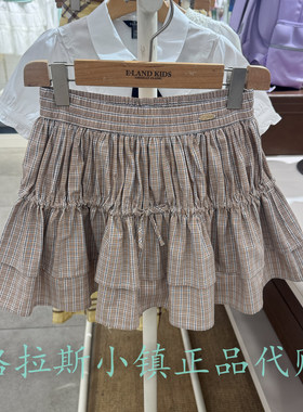 衣恋童装夏新款女童格纹半身裙