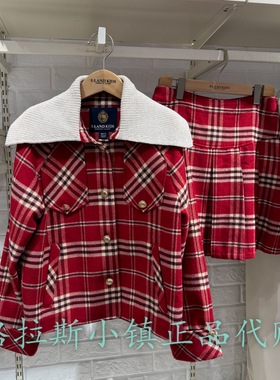 Elandkids衣恋童装专柜正品25春款女童格纹两件套套装EKSJF1121E