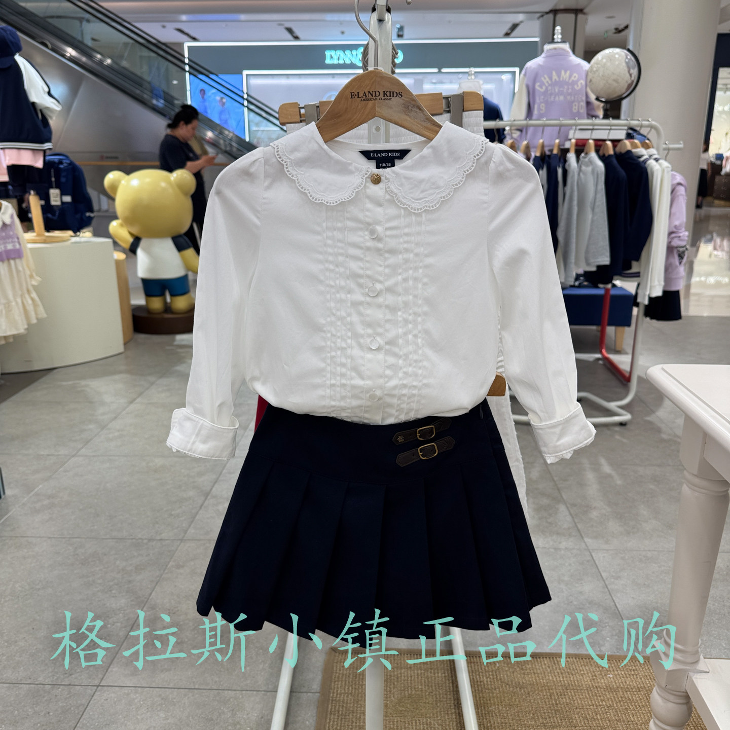 衣恋童装正品女童蕾丝翻领衬衫