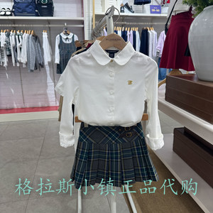 Elandkids衣恋童装专柜正品25秋冬女童娃娃领长袖衬衫EKBAF4929K