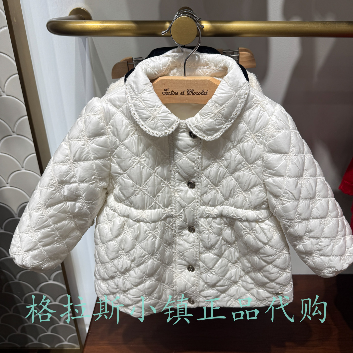 巧克力童装冬女宝翻领夹克棉服