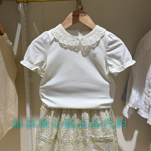 26夏款 女童蕾丝娃娃领T恤EKHAG2422K 专柜正品 Elandkids衣恋童装
