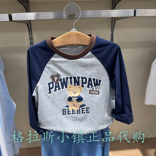 PawinPaw童装专柜正品26秋款男童卡通拼色圆领长袖T恤PCLAG3731K