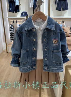 TeenieWeenie童装专柜正品25秋女童卡通刺绣牛仔外套TKJE253851B