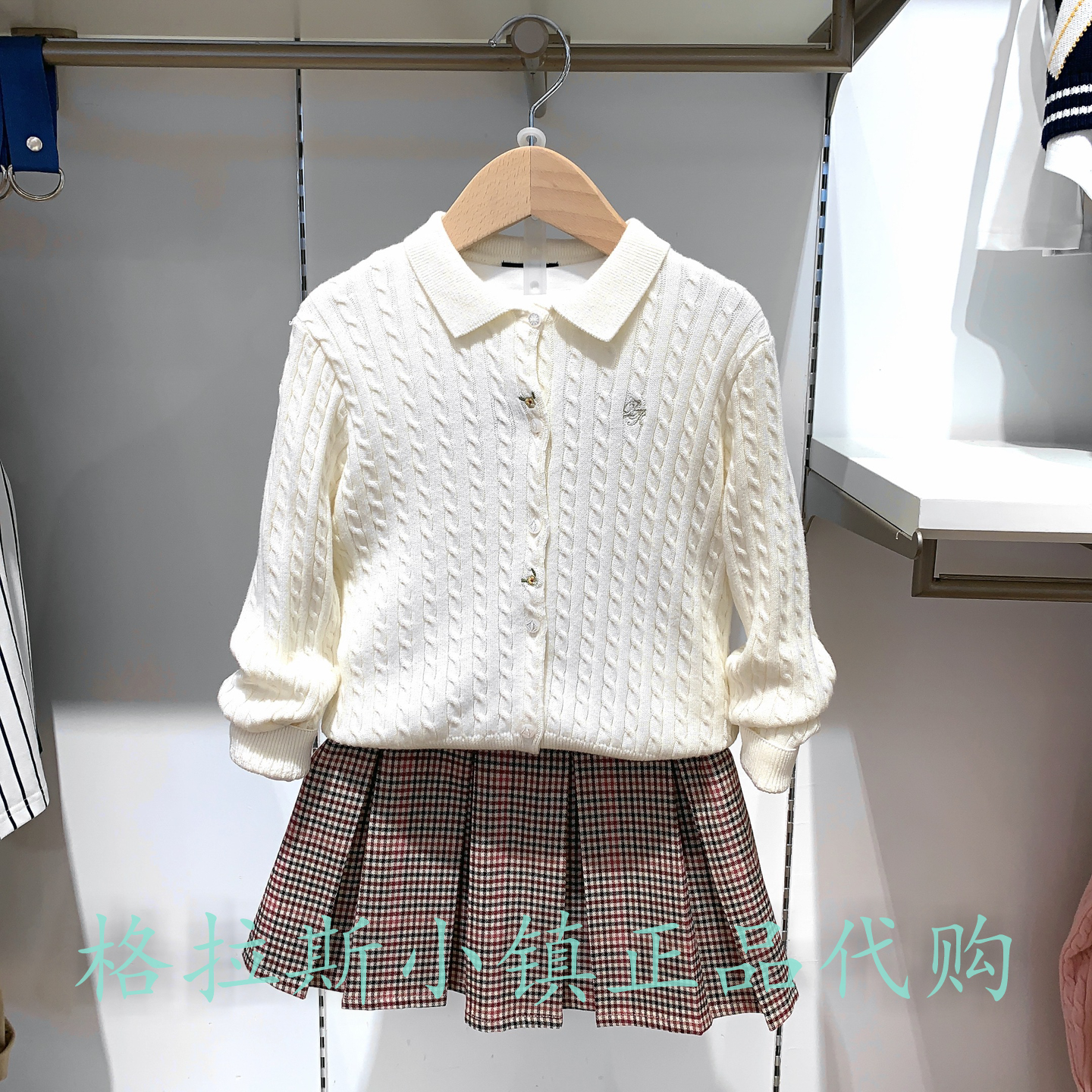 Polowalk正品女童翻领针织开衫